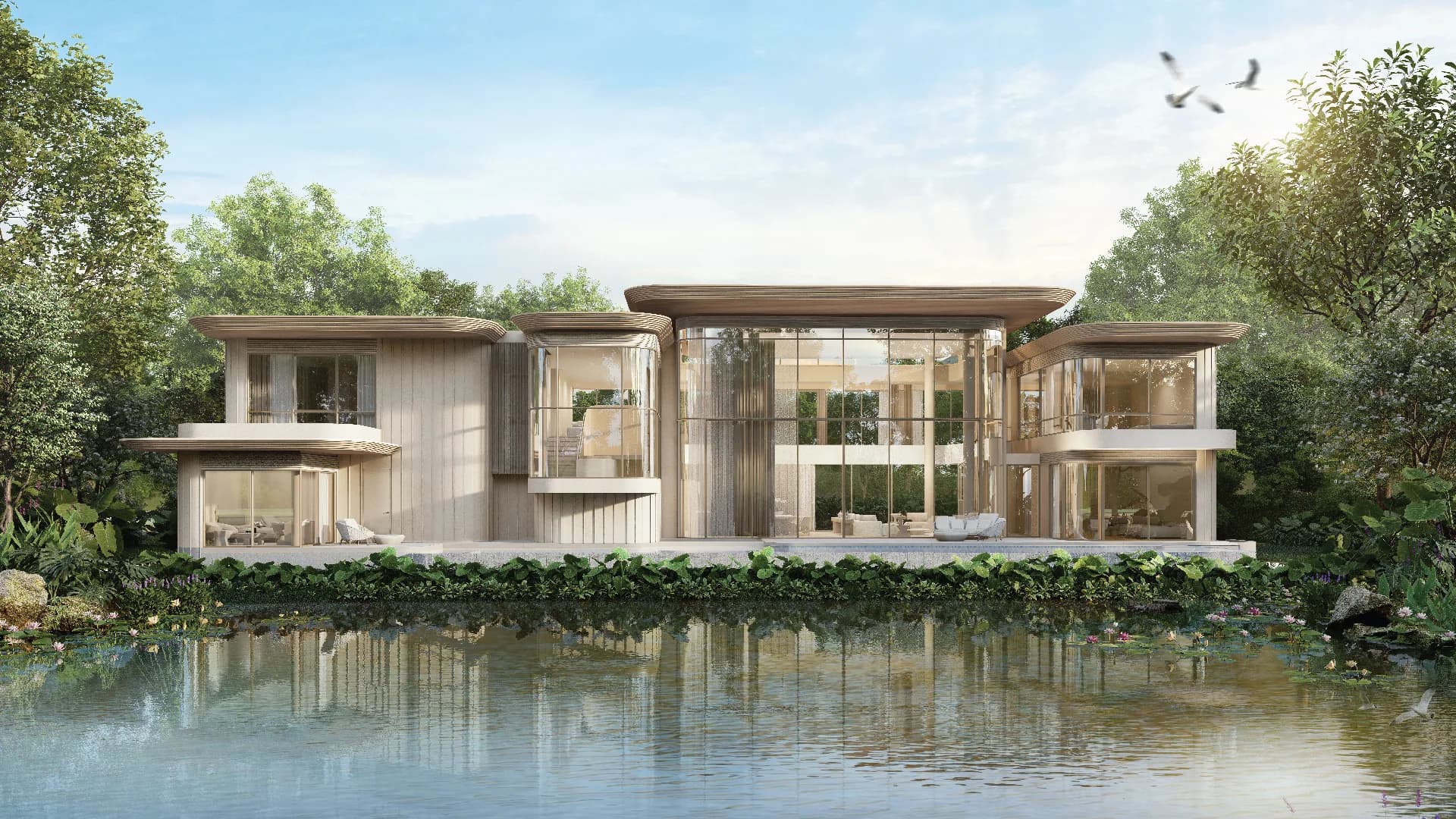 A NANDA 4+ villa across the lake — render